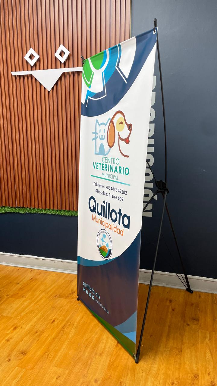 Porta Pendón Tipo (X) PRO tamaño 80x180cm + Impresión + Bolso