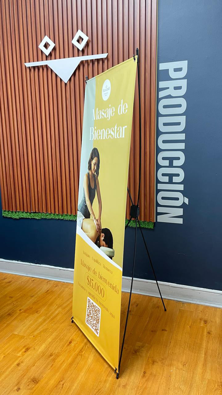 Porta Pendón Tipo (X) Eco tamaño 60x160cm + Impresión + Bolso