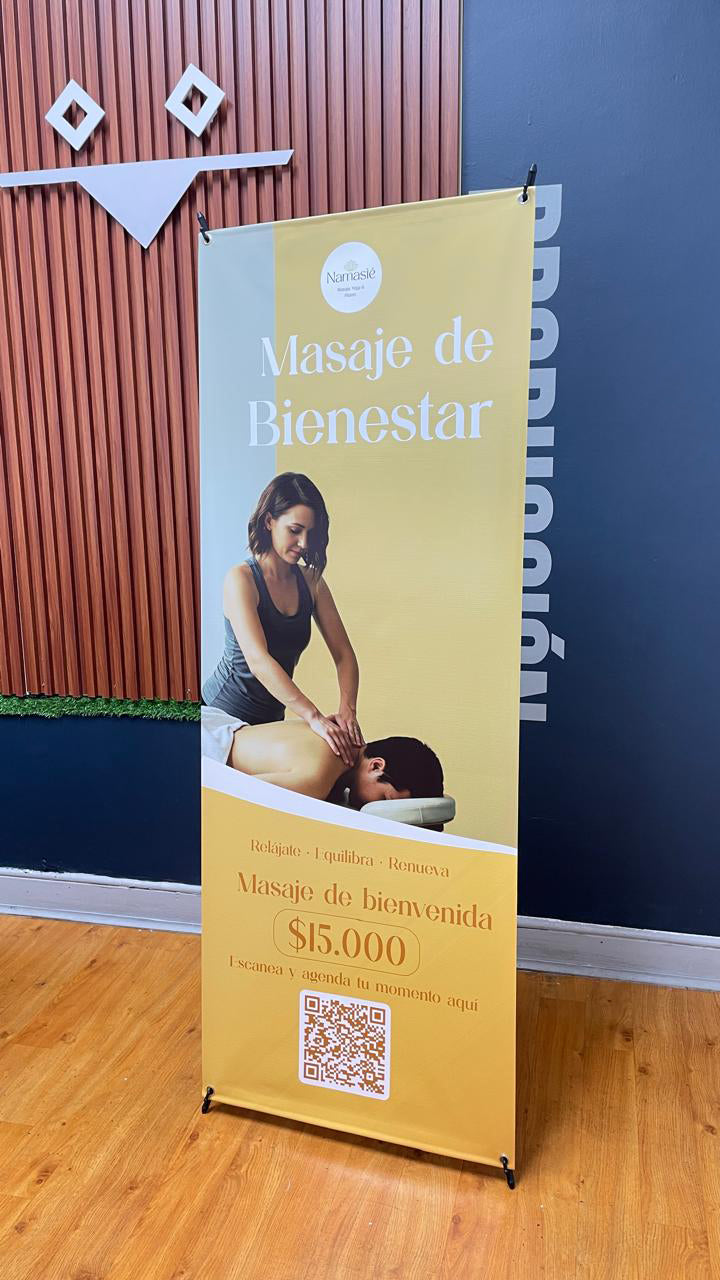 Porta Pendón Tipo (X) Eco tamaño 60x160cm + Impresión + Bolso