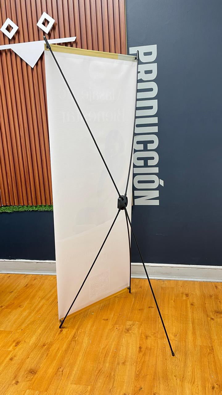 Porta Pendón Tipo (X) Eco tamaño 60x160cm + Impresión + Bolso